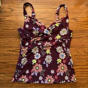 Anne Cole Tankini In Full Bloom Underwire Front Twist Shirred Long Top 36B/34C